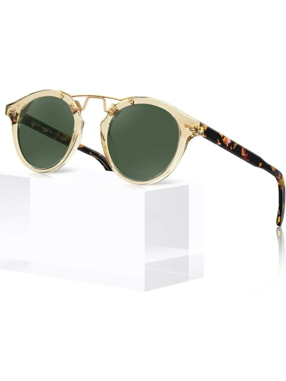 Retro Double Bridge Polarized Women's Sunglasses - Small Acetate Round Frames
